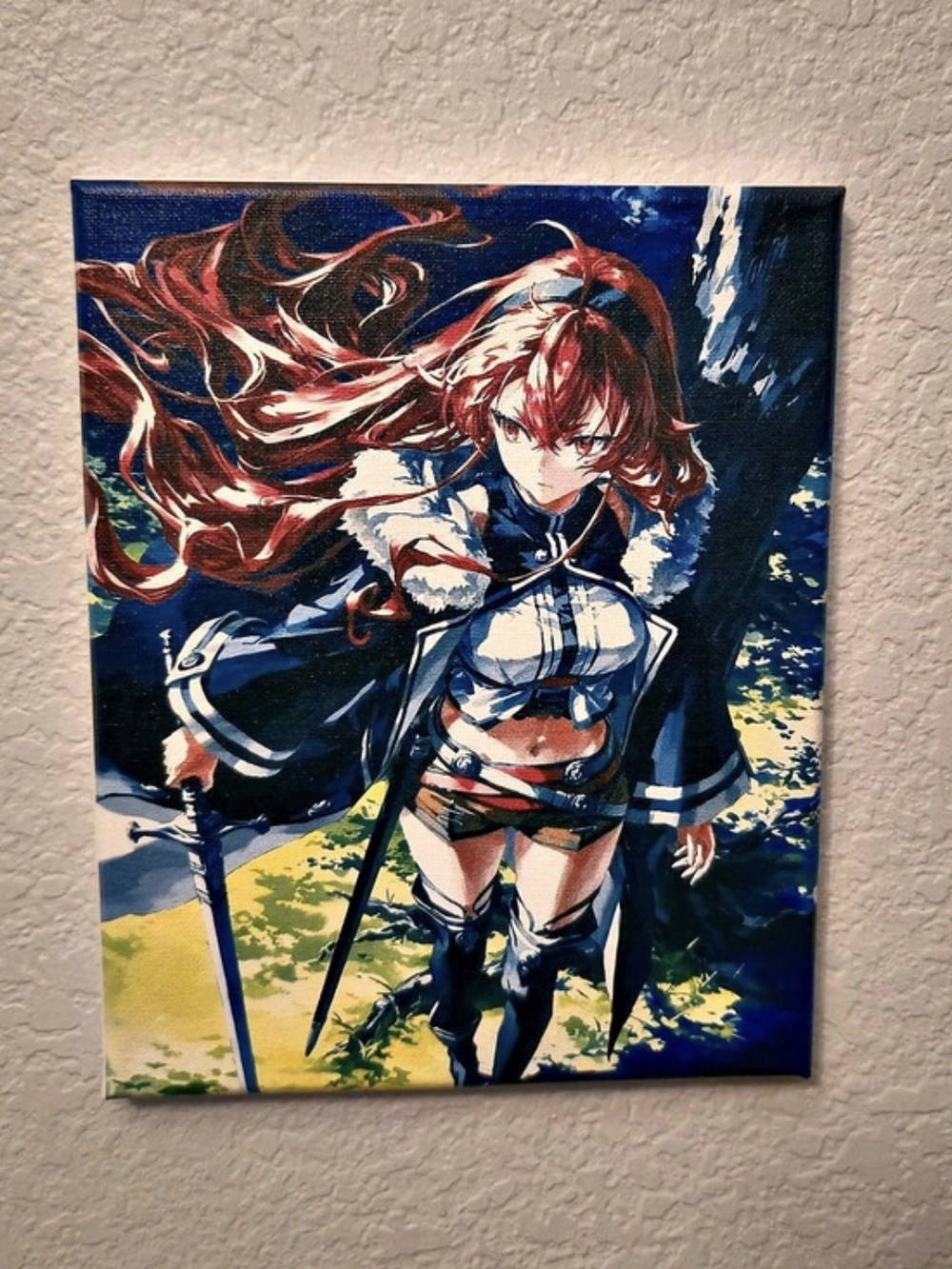 8x10 Eris Mushoku Tensei Anime Canvas Wall Art in Blue & Red